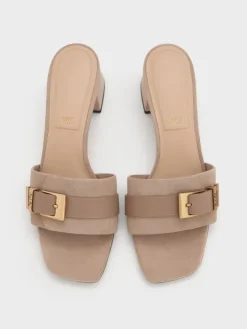 Whitney Suede & Leather Heeled Mules