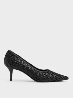 Woven Pointed Stiletto Pumps