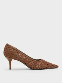 Woven Pointed Stiletto Pumps