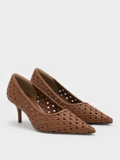 Woven Pointed Stiletto Pumps