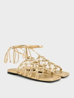 Woven Tie-Around Net Sandals