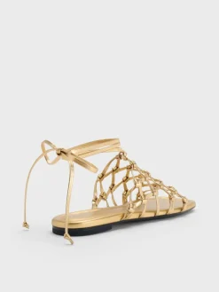 Woven Tie-Around Net Sandals