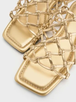 Woven Tie-Around Net Sandals