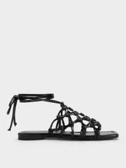 Woven Tie-Around Net Sandals