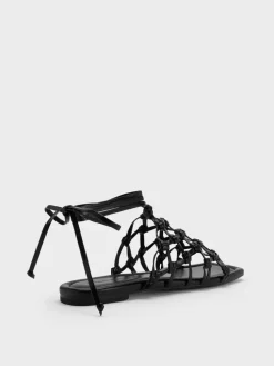Woven Tie-Around Net Sandals