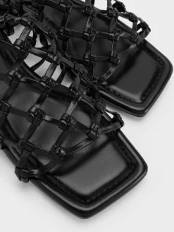 Woven Tie-Around Net Sandals