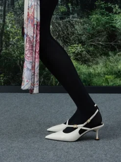 Wynn Asymmetric-Strap Slingback Pumps