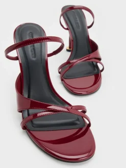 Wynn Patent Strappy Heeled Mules