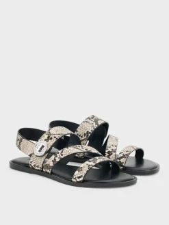 Yara Snake-Print Strappy Sandals