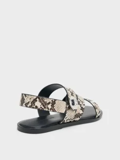 Yara Snake-Print Strappy Sandals
