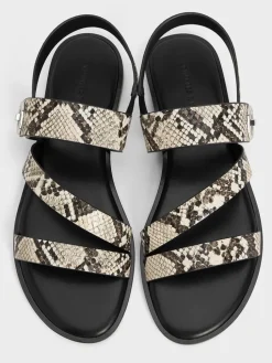 Yara Snake-Print Strappy Sandals