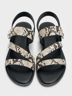 Yara Snake-Print Strappy Sandals