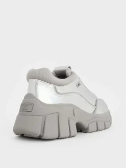 Yunna Metallic Leather Chunky Sneakers