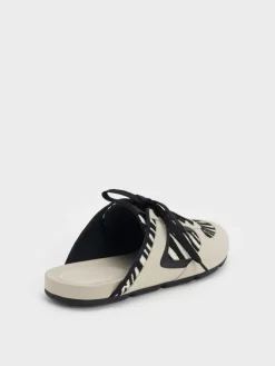 Zebra-Print Lace-Up Sneaker Mules